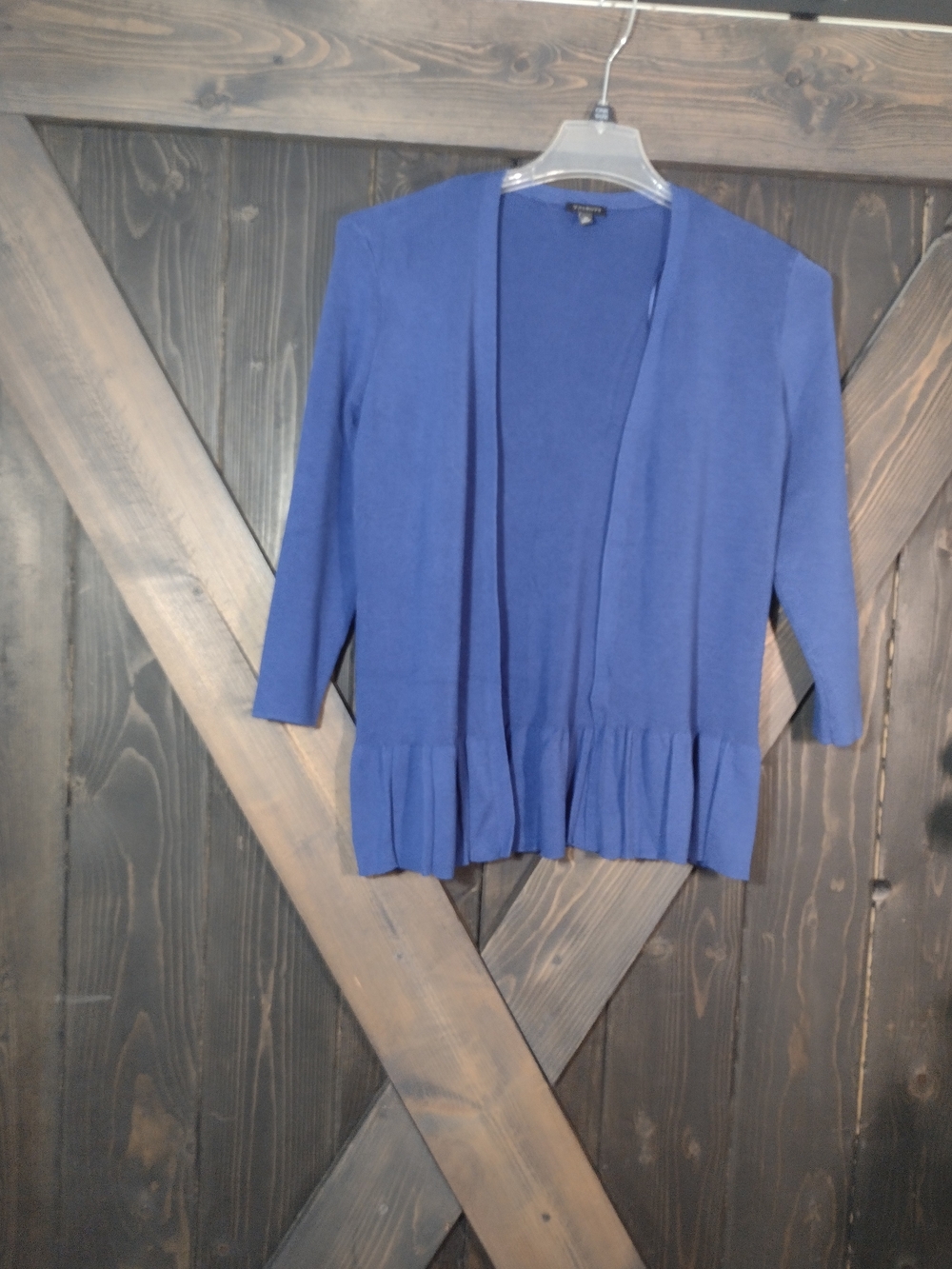 Talbot Women’s Open-Front Ruffle Hem Sweater Cardigan - Colbolt Blue Sz M